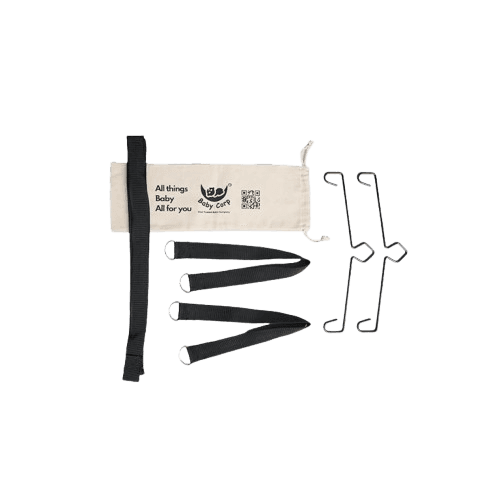 Baby Corp Car Cradle Kit for 0 to 3 Year Baby with Adjustable Travel Strap Set & Metal Hangers (No Hammock)