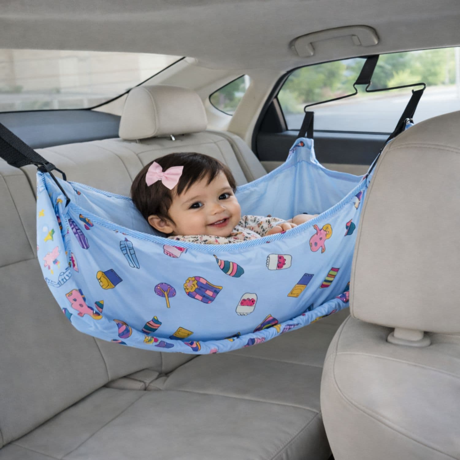 Baby Corp Portable Car Cradle Kit with Premium Hammock for 0 to 3 Year Baby Travel with Adjustable Strap & Hangers (Full Kit Premium)