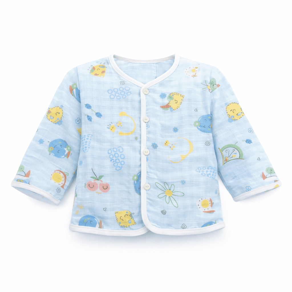 Baby Corp Muslin Jablas for New Born Baby 0–3 Months Pack of 3 | 100% Cotton Muslin Jabla Set | Full Sleeve Front Open Baby Jhabla for Boys & Girls
