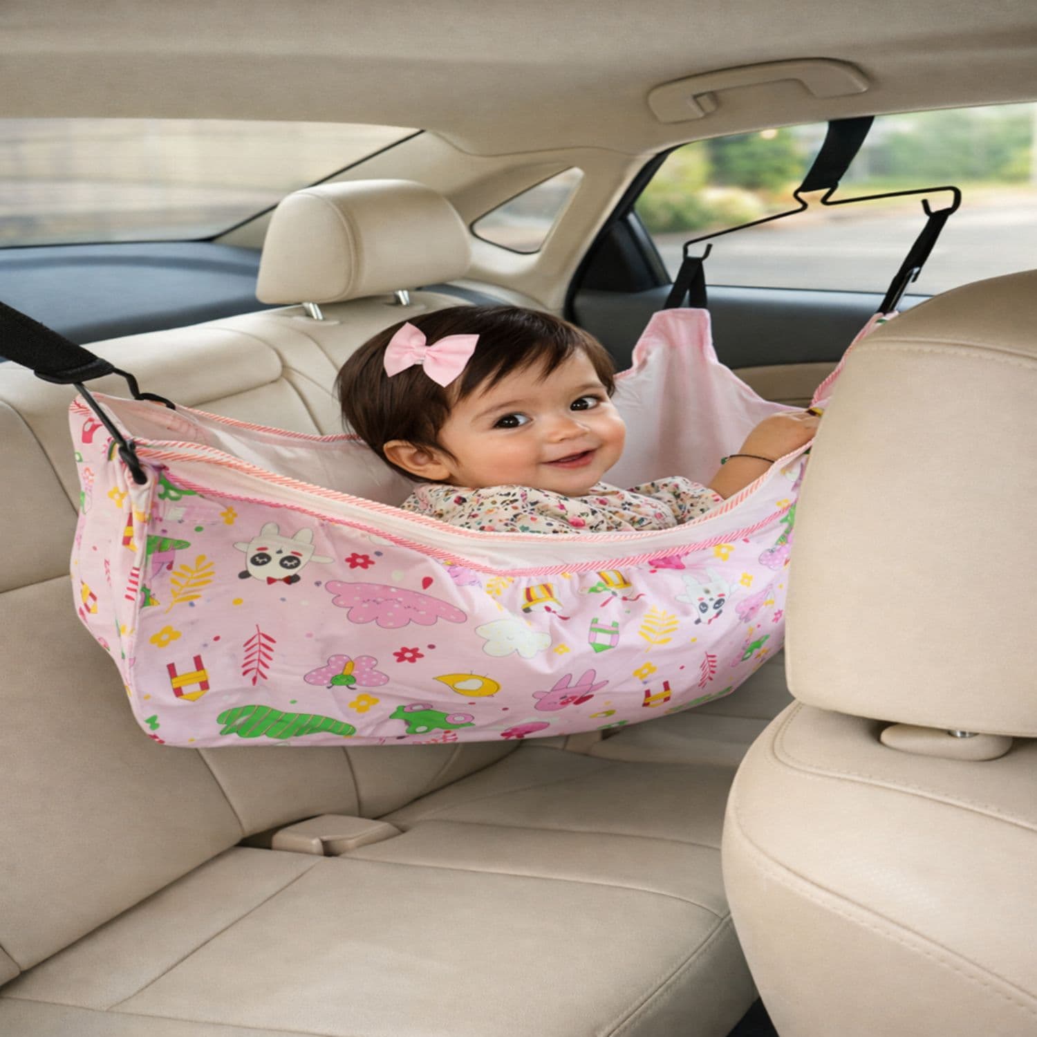 Baby Corp Portable Car Cradle Hammock for 0 to 3 Year Baby Travel with Adjustable Belt & Hanger (Full Kit Regular)